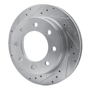 Chevrolet Suburban 2500 Brake Rotor (1) - Rear Left - R1 Concepts - Drilled & Slotted - Silver - `99-`25